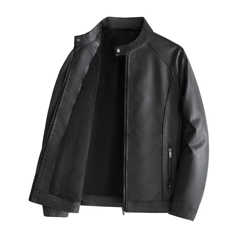 Faux Leather Motorcycle Jacket — Casual Loose‑Fit Streetwear Style