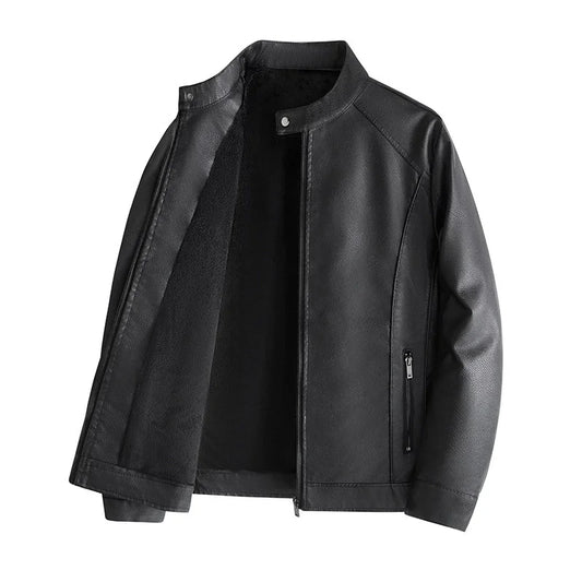 Faux Leather Motorcycle Jacket — Casual Loose‑Fit Streetwear Style