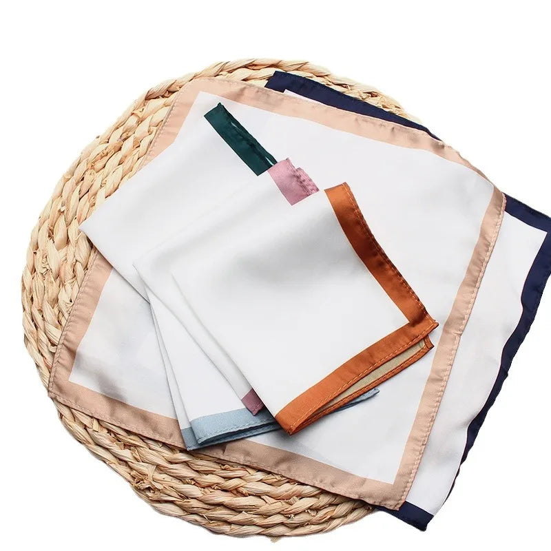 Classic White Solid Border Handkerchief