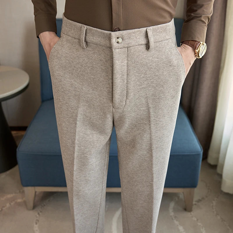 Wool-Blend Dress Pants — Elastic Waist Fit