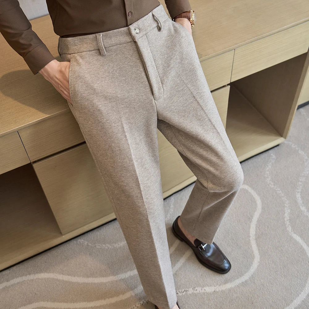 Wool-Blend Dress Pants — Elastic Waist Fit