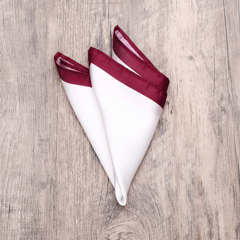 Classic White Solid Border Handkerchief