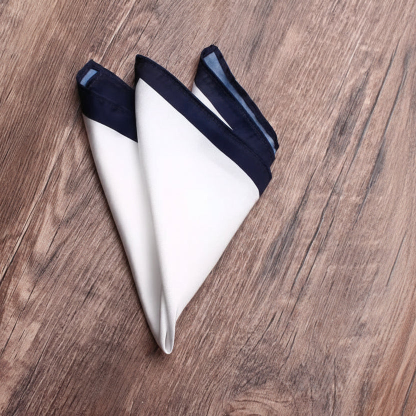Classic White Solid Border Handkerchief