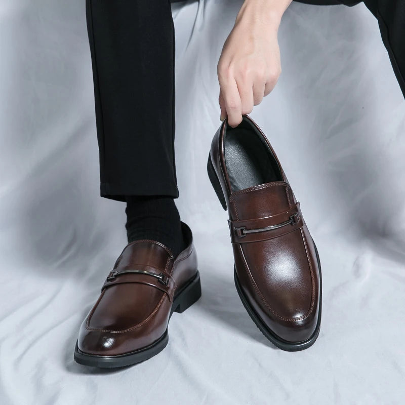 Classic Split‑Leather Slip‑On Loafers