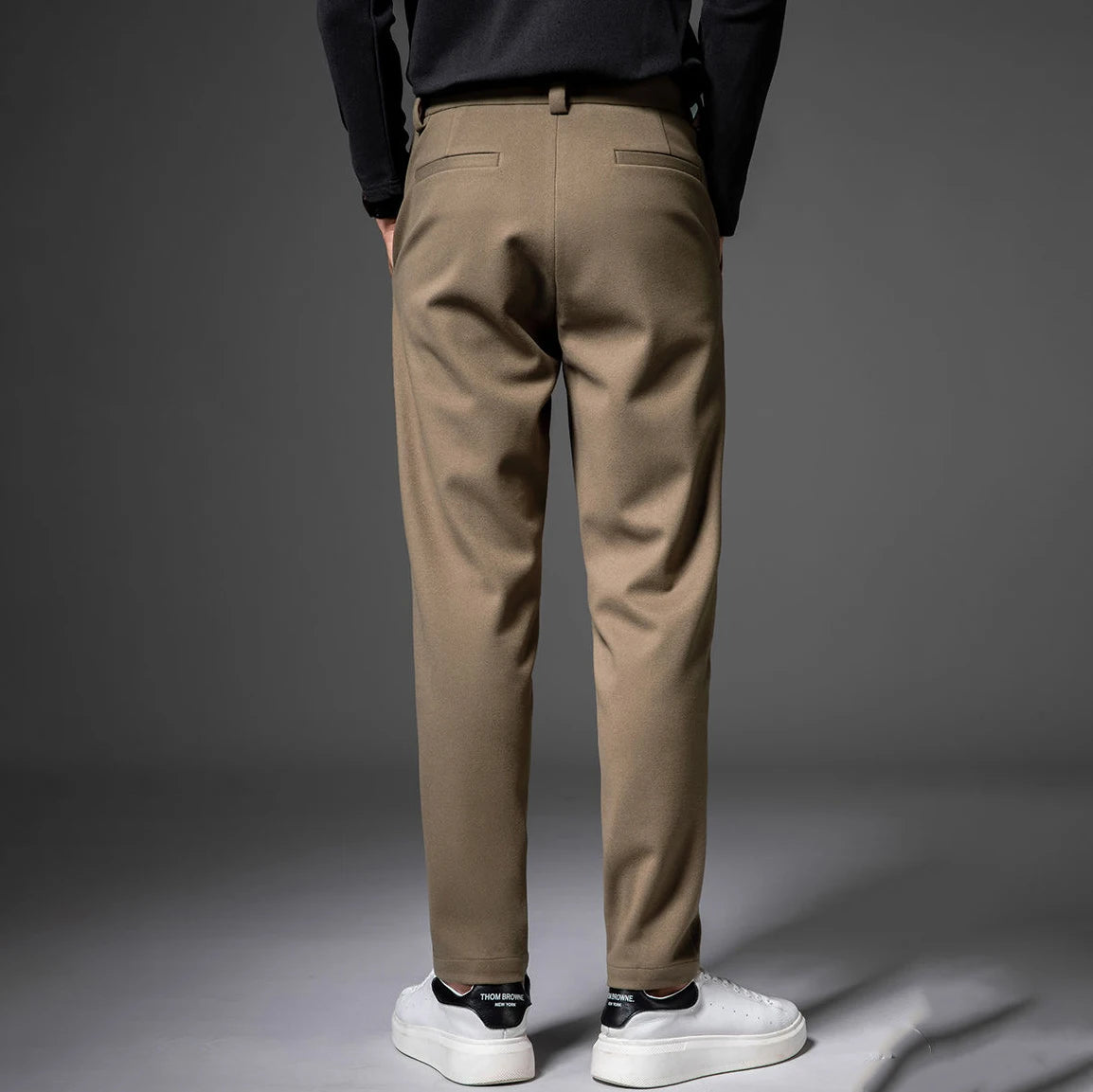 Wool‑Blend Straight Casual Trousers