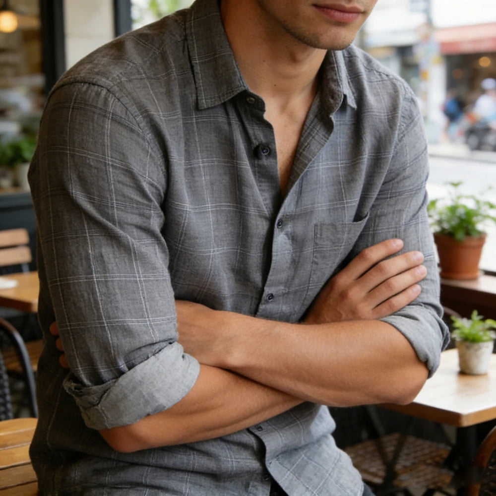 Classic Button-Down Linen Dress Shirt — Casual Fit