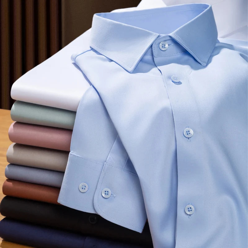 Slim‑Fit Anti‑Wrinkle Dress Shirt — Long‑Sleeve Business Edition