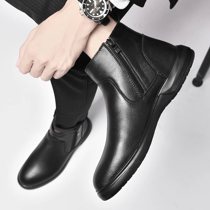 Premium Leather Ankle Boots — Modern Design