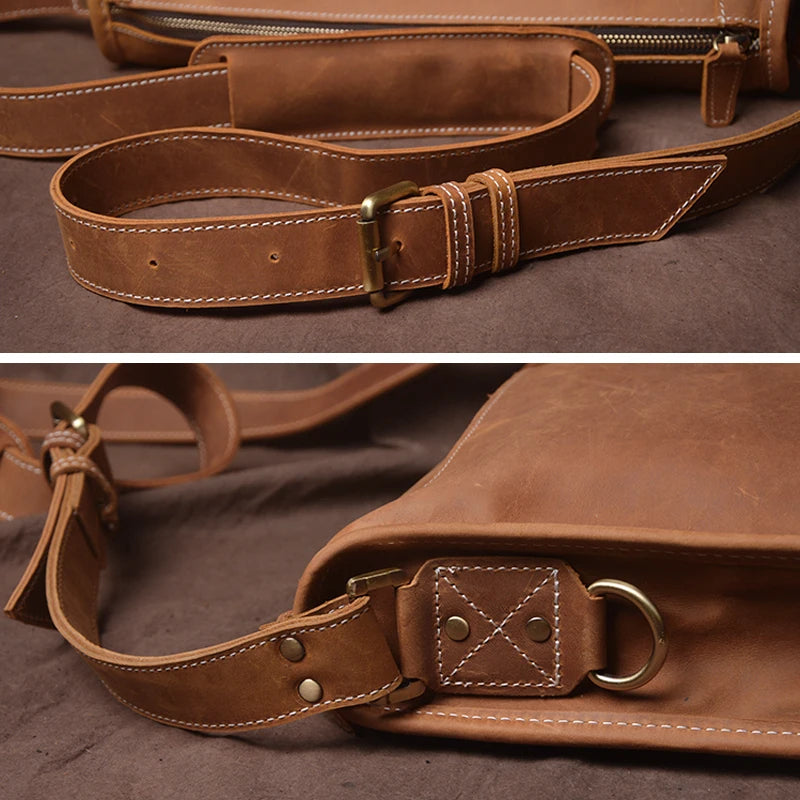 Horse Leather Messenger Bag — Vintage Style