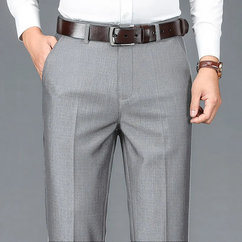 Classic Pleated Straight‑Leg Suit Trousers — Solid Business Edition