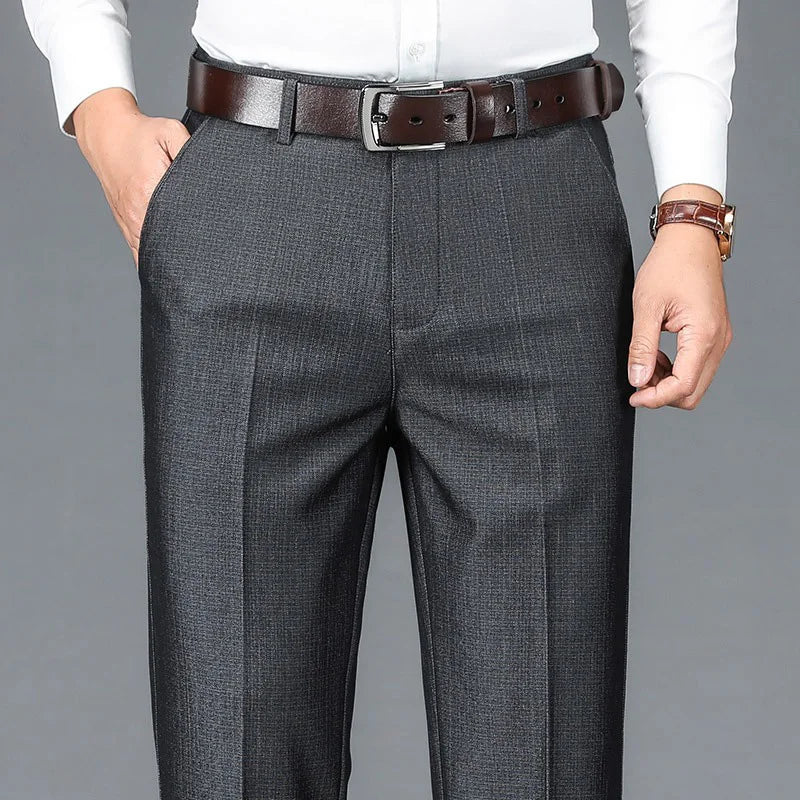 Classic Pleated Straight‑Leg Suit Trousers — Solid Business Edition