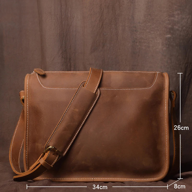 Horse Leather Messenger Bag — Vintage Style