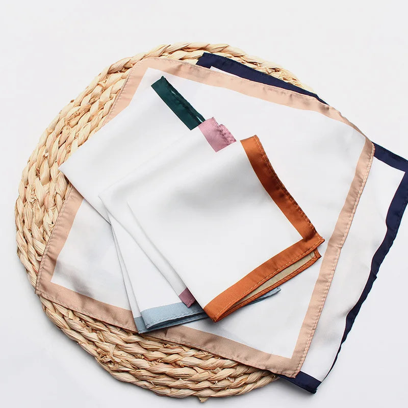 Classic White Solid Border Handkerchief
