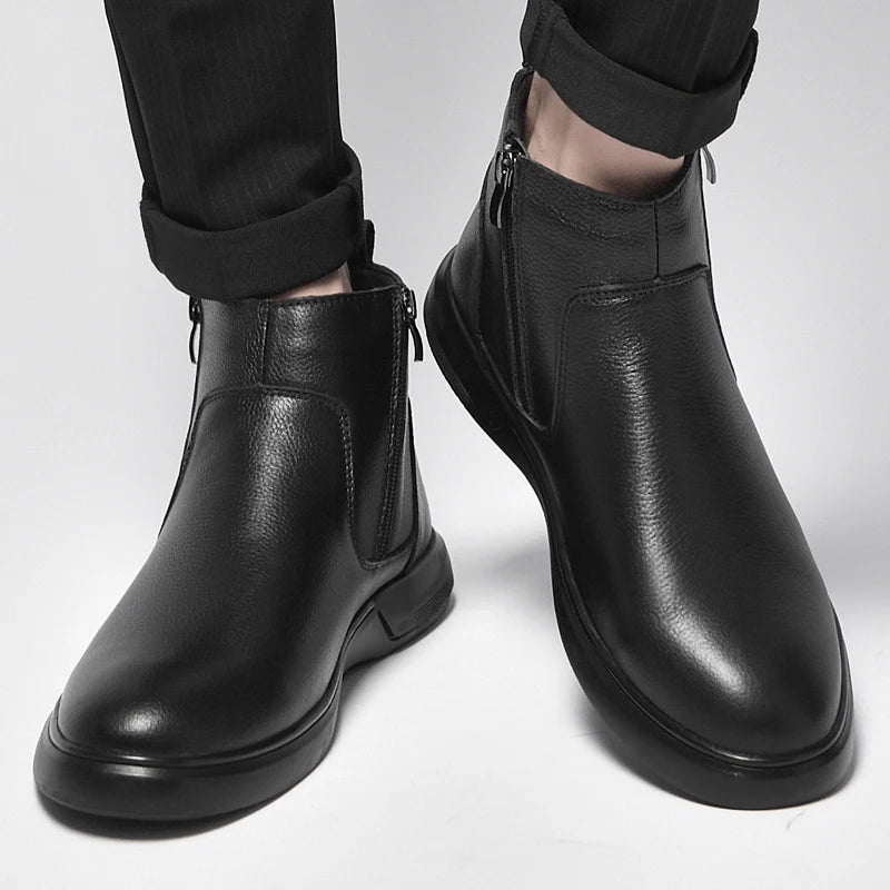 Premium Leather Ankle Boots — Modern Design