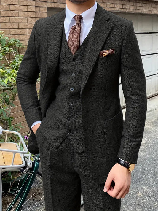 Modern Tweed Suit — 3 Piece Set
