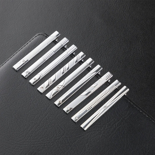 Polished Silver Tie Clip – Crystal Accent