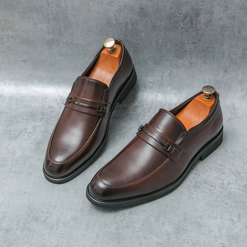 Classic Split‑Leather Slip‑On Loafers