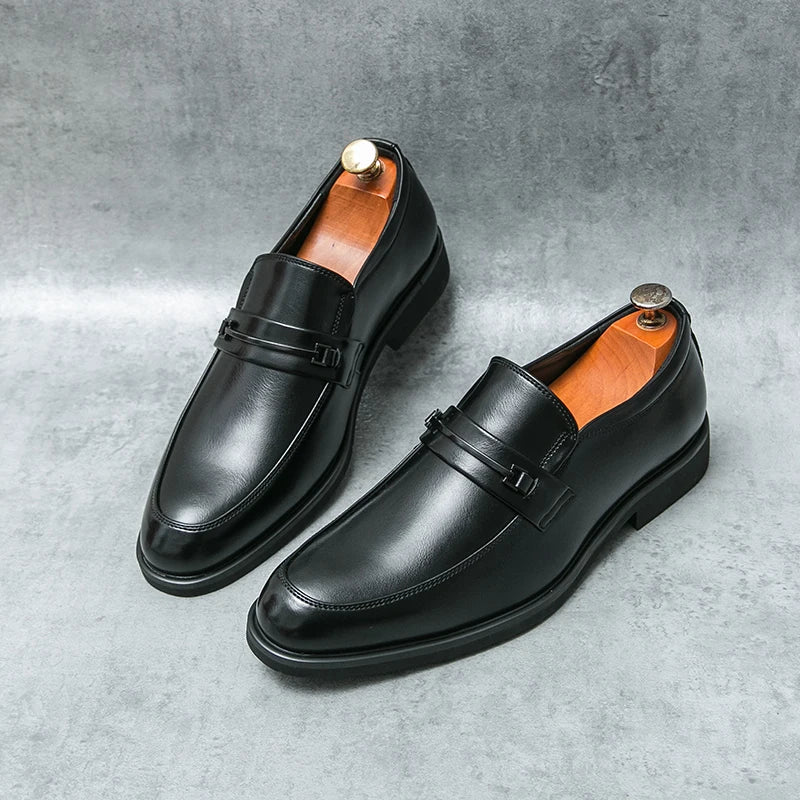 Classic Split‑Leather Slip‑On Loafers