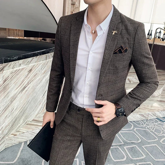 Modern Plaid Two-Piece Suit — Tailored Fit