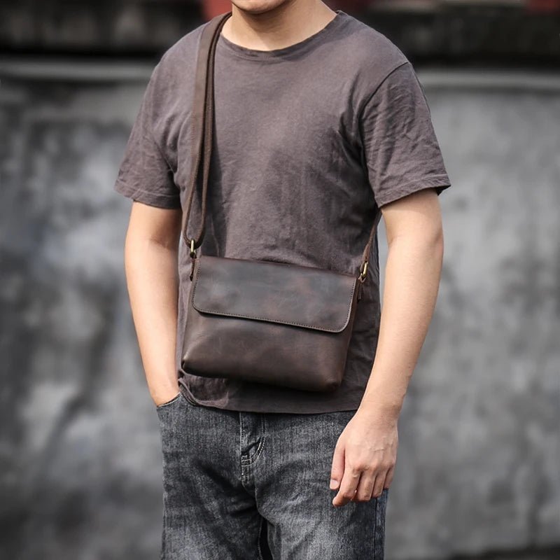 Cowhide Messenger Bag — Classic Style