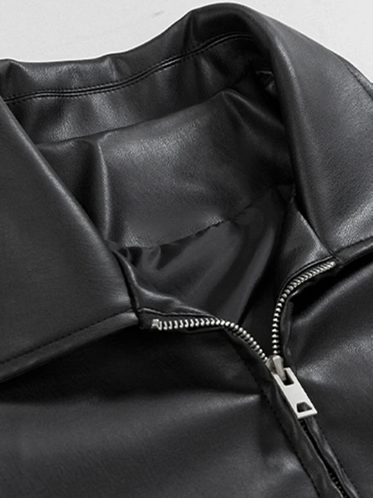 Short Black Faux Leather Jacket — Lightweight Wide‑Fit