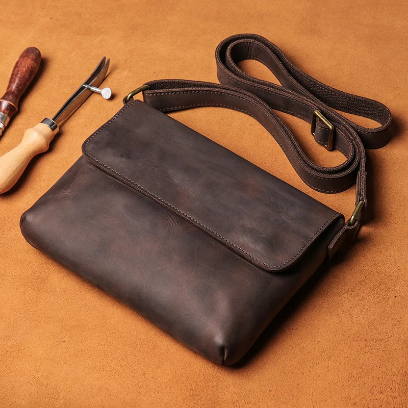 Cowhide Messenger Bag — Classic Style