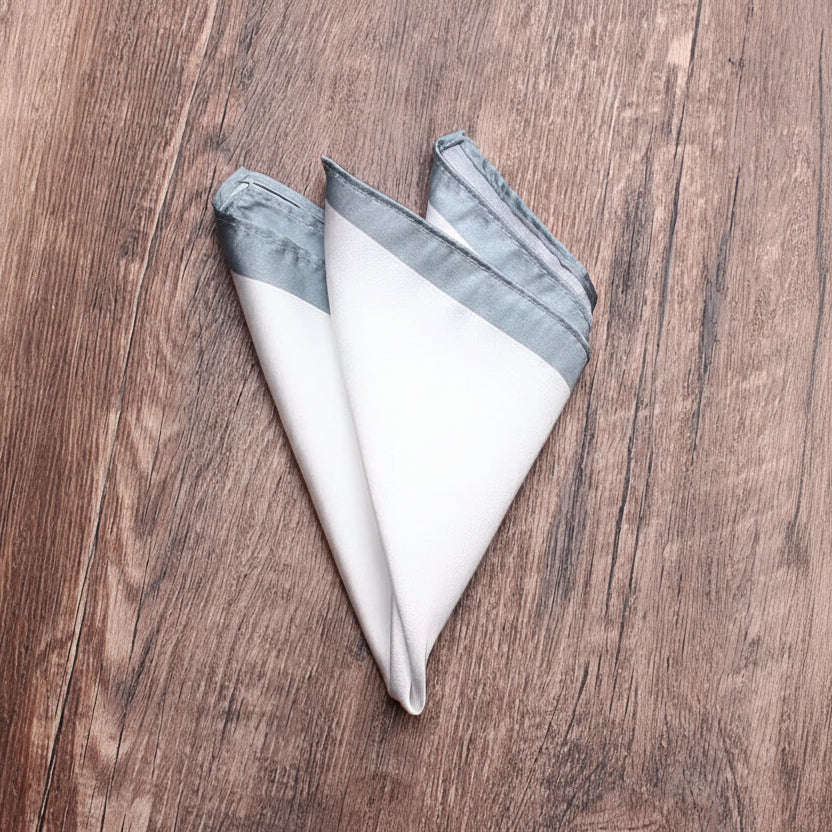 Classic White Solid Border Handkerchief