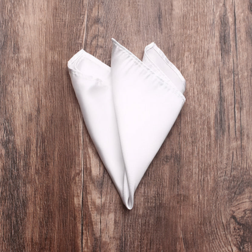 Classic White Solid Border Handkerchief