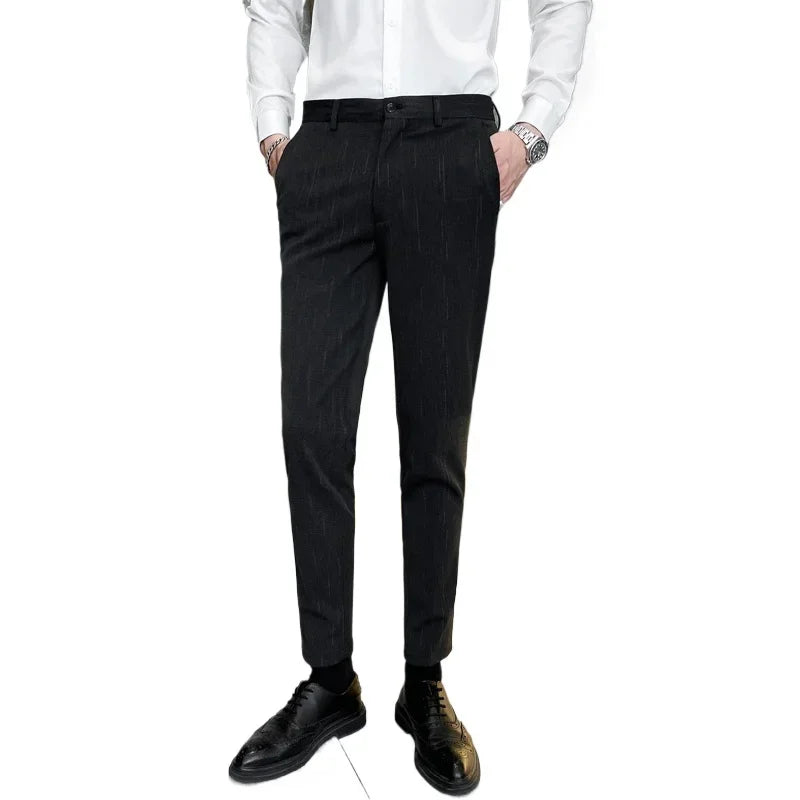 Striped Smart‑Casual Suit Trousers