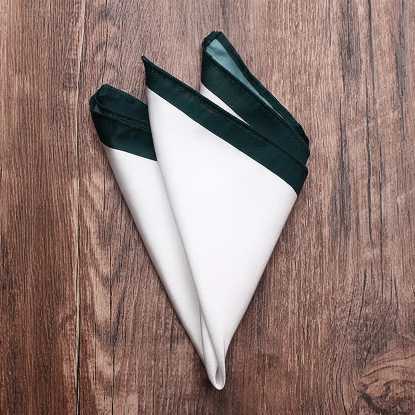 Classic White Solid Border Handkerchief