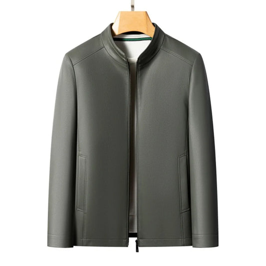 Premium Goatskin Stand‑Collar Leather Jacket