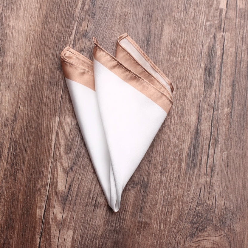 Classic White Solid Border Handkerchief