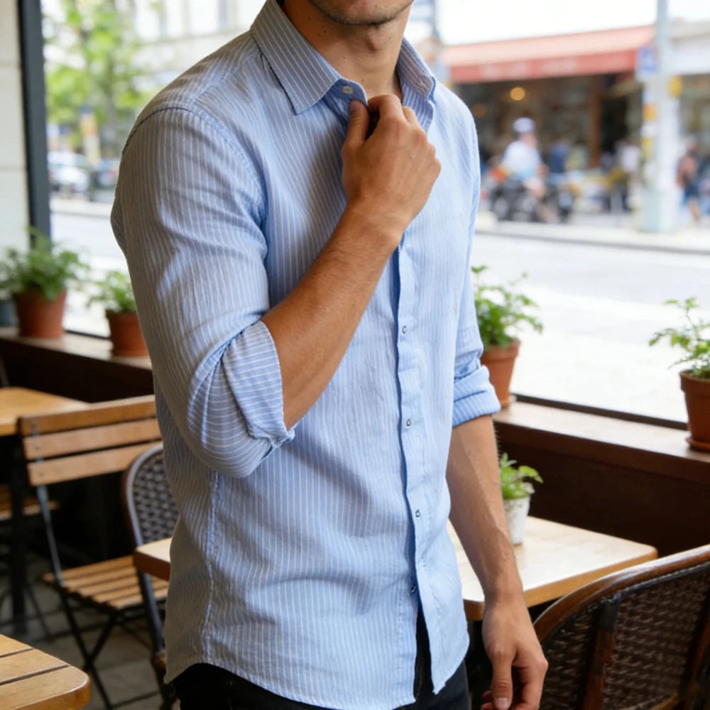 Classic Button-Down Linen Dress Shirt — Casual Fit