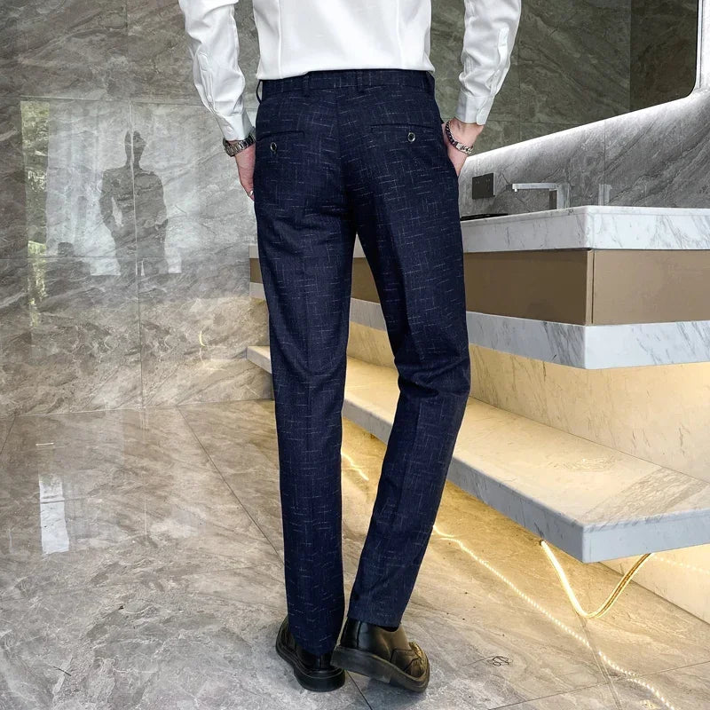 Striped Smart‑Casual Suit Trousers