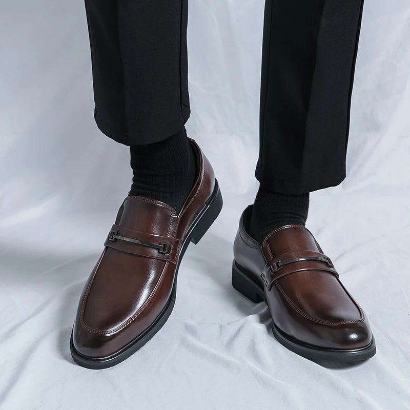 Classic Split‑Leather Slip‑On Loafers