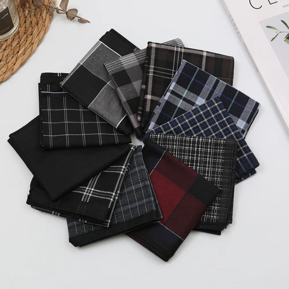 Plaid Cotton Handkerchief Set – 11‑Piece Collection