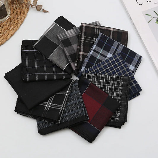 Plaid Cotton Handkerchief Set – 11‑Piece Collection