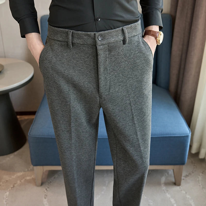 Wool-Blend Dress Pants — Elastic Waist Fit
