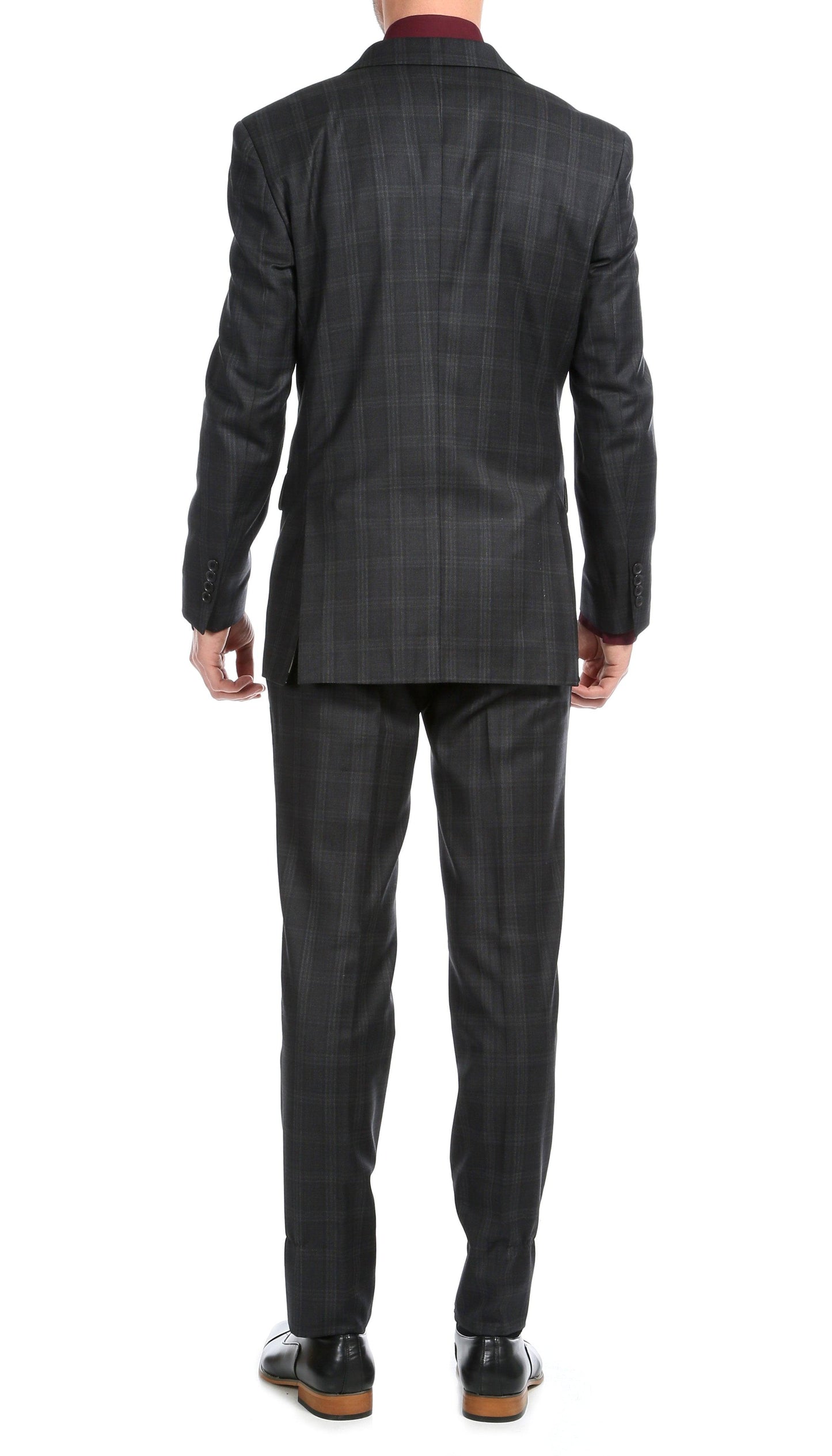 Black Plaid Wool Slim‑Fit Suit – Two‑Piece Edition